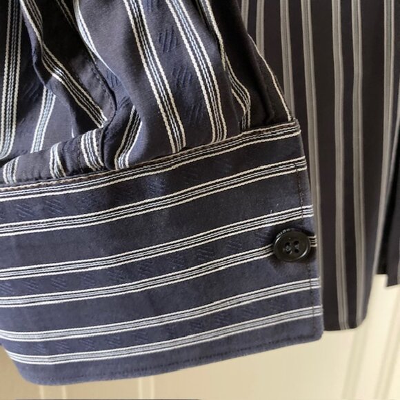 Zegna men's large City Shirt 100% cotton Charcoal grey striped NiCE - Picture 4 of 7